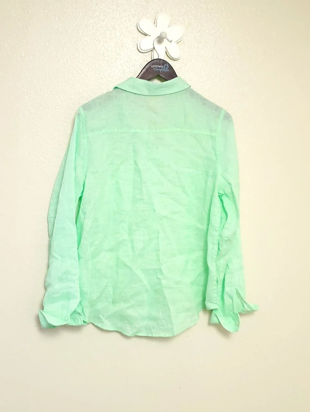 LILLY PULITZER 100% Linen Long Sleeve Button Down Top Sea View Resort Sz L